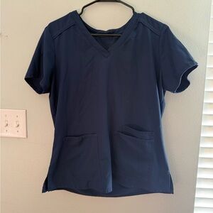 Med Couture Navy V-Neck Short Sleeve Scrub Top